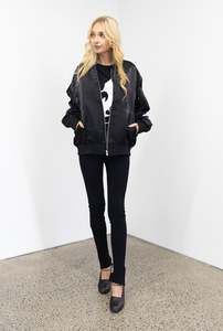 Noir Silk/Nylon Bomber Jacket