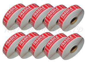 Labels: FRAGILE HANDLE WITH CARE STICKERS - 10 ROLLS OF 500