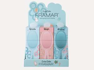 Framar Cookie Cutter 9PC Glitter Detangle Hair Brush Retail Display