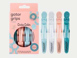 Framar: Framar Cookie Cutter Glitter Gator Grip Hair Clips 4pcs