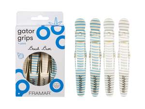 Framar Beach Bum Gator Grip Hair Clips 4pk