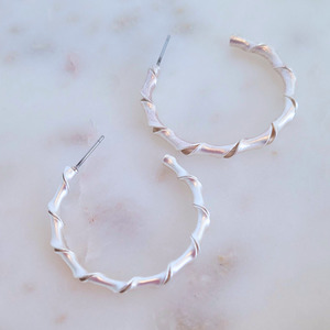 Twisted Silver Hoop Earrings
