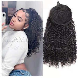 Glam Elegance: Kinky Curly Human Hair Drawstring Ponytail