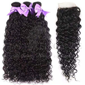 Glam Elegance: Glam Elegance Deep Wave 3Bundles With 4x4 Lace Closure Remy Human Hair Extension