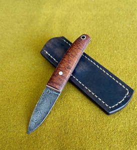 Man Kung: Inner Wild - Little Owl - Damascus Steel & Ringed Gidgee