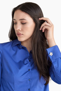 Theia Blue Cotton Shirt with French Cuffs