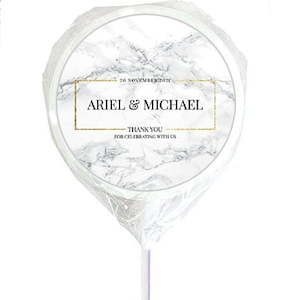 Products: Marble Design Wedding personalised lollipops - Designer Personalised Lollipops NZ
