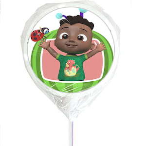 Products: Cocomelon kids personalised lollipops (35mm) - Designer Personalised Lollipops NZ