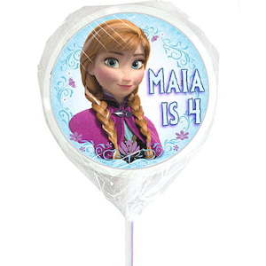 Products: Frozen Character Lollipops (with wording) - Designer Personalised Lollipops NZ