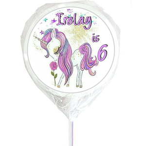 Unicorn Lollipops with wording Designer Personalised Lollipops NZ