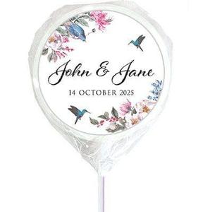 Products: Spring garden personalised wedding lollipops - Designer Personalised Lollipops NZ