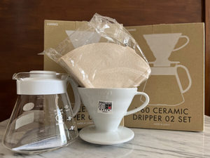 Brewing Equipment: Hario V60 Ceramic Pour Over Set – White