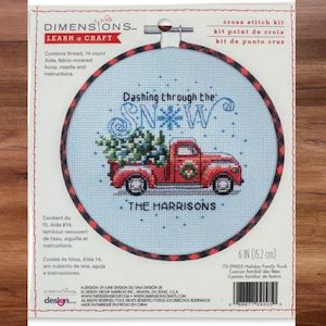 Embroidery Kits: Dimensions Cross Stitch Kit - Holiday Family Truck
