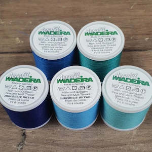 Thread For Patchwork And Quilting: Madeira Aerofil No.120 400m Blues and Greens