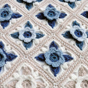 Knitting Patterns Homeware: Janie Crow - Willow Blossom Crochet Cot Blanket