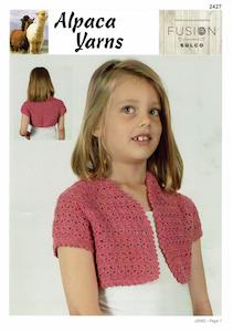 Crochet Patterns Babies And Children: Alpaca Yarns Fusion Sulco 2427 - Girl's Crochet Bolero