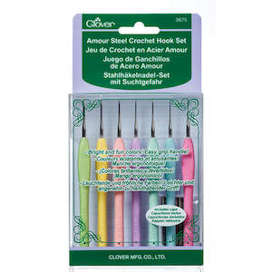 Crochet Hooks: Clover Amour Steel Crochet Hook Set - Small Sizes