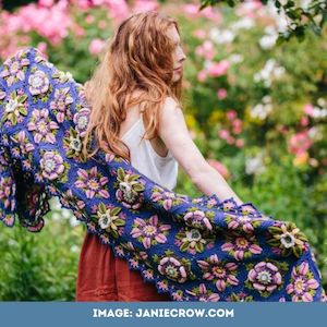 Crochet Kits: Climbing Rose Wrap by Janie Crow - Handzon's Yarn Selection Packs