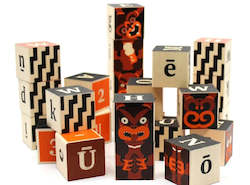 Wood: Māori Design Alphabet Blocks - Education and Play set