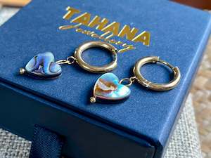 Earrings: Paua Heart Earrings