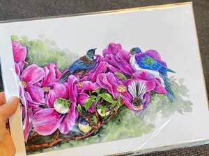 Christchurch Otautahi Design: Balancing on Blossoms A4 print