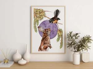 Pīwakawaka and Rāpeti A4 print