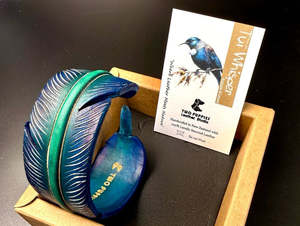 Leather Tūī Cuff Bracelet
