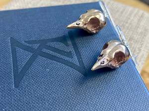 Tauhou Bird Skull Earrings - bronze