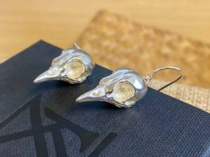 Earrings: Tauhou Bird Skull Earrings - silver