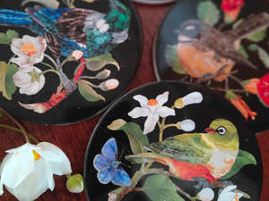 Art Prints: Ceramic Coaster - Tanya Wolfkamp - Pietra Dura NZ Birds