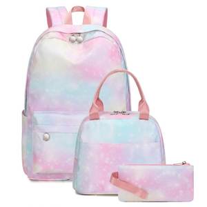 School Bags: Pink Galaxy Backpack Set