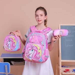 School Bag Lunch Box Set: Unicorn Ergonomic School Bag