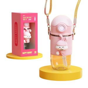 Lunch Boxes Drink Bottles: 500 ml Korean Kids 3D Shatterproof Sippy Cup Water Bottle with Straw