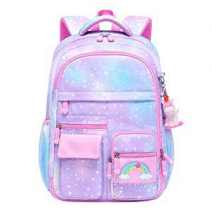 Backpacks: Pastel Galaxy School Backpack for Girls with Unicorn Charm — Waterproof