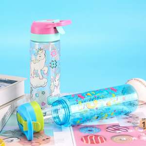 Water Bottle: Kids Water Bottle with Straw & Flip-top Lid 750ml