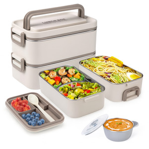 Lunch Box: 2L Large Stainless Steel Bento Lunch Box & Container with Soup Bowl & Cutlery Holder