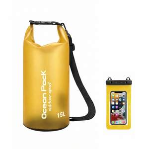 Swimming Bag: 15L Waterproof Dry Bag & Swimming Bag With Phone Pouch | Semi-Transparent