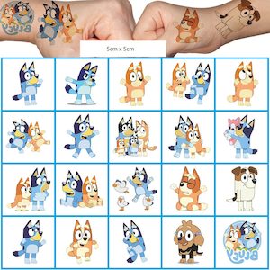 Stickers: Bluey Temporary Tattoos Stickers set of 20pcs (5cm x 5cm each)