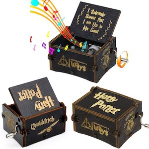 Harry Potter Music Box Hand Crank Carved Wooden Musical Box