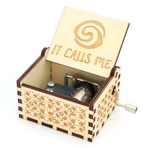 Music Box: Moana Music Box Hand Crank Carved Wooden Musical Box