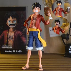 Hobbies Collectable Geek Zone: One Piece Action Figure Monkey D Luffy figures with 3 face and MEAT 27cm
