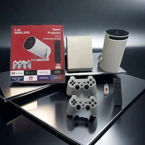 Retro Gaming: HY300 Smart Mini Projector With 2 Game Consoles, Auto Keystone Correction, 4K 1080P Support Portable Projector, 150 ANSI 2.4/5G WiFi