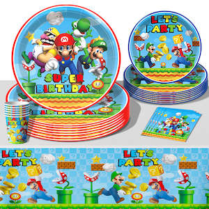 Super Mario Party Supplies for Kids’ Birthday Party decorations Tableware plate cup Set