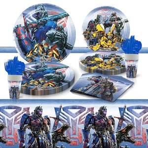 Party Ware: Transformers Party Tableware Set – 50 Pieces with Plates, Cups, Napkins & Tablecloth