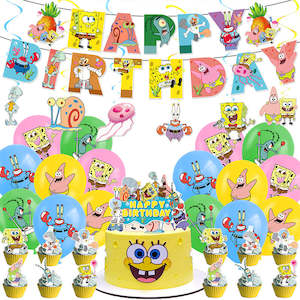 Party Ware: Spongebob Party Supplies for Kids’ Birthday Party decorations Balloon Cake decor