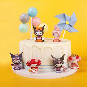 Sanrio Cake Figure Set of 6 Kuromi and Melody Topper Decoration