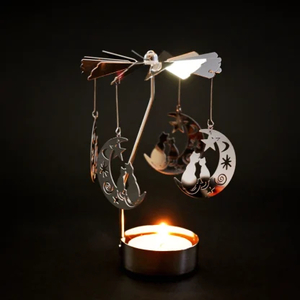 Spinning Candle Holder Moon Cat Happy Medium