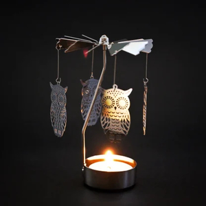 Products: Spinning Candle Holder Good Luck Owl Happy Medium