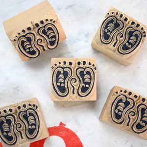Products: Good Luck Woodblock Stamp Buddha's footprints Happy Medium
