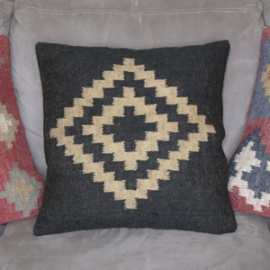 Kilim Cushion Cover Black Happy Medium